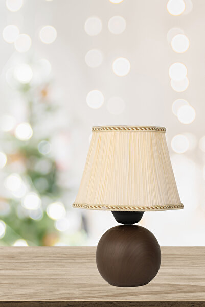 Begüsa Minola Venge Ahşap Görünümlü Seramik Masa Lambası