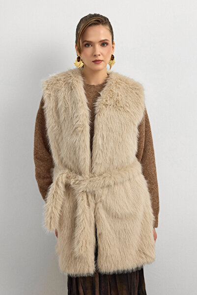 Ranasubaşı Kisya Feathered Tie-Up Vest-Grey