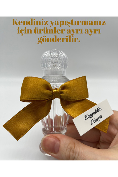 Pearl Star (50 ADET) Koyu Gold Kurdeleli -Etiketli Hürrem Boş Kolonya Şişesi ...