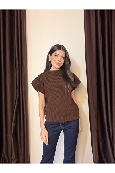 LOISY Women's Half Fisherman Shoulder Pad Piece Sweater