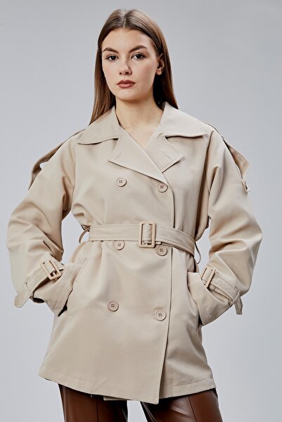 Bolivente Beige Premium Regular Fit Trench Coat with Epaulettes and Windbreak...