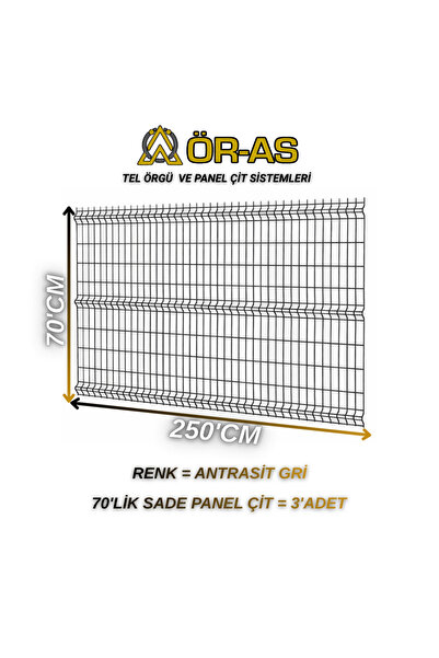 ÖR-AS TEL ÖRGÜ & PANEL ÇİT SİSTEMLERİ Bahçe Teli Panel Çit 70 cm x 250 cm = 3...