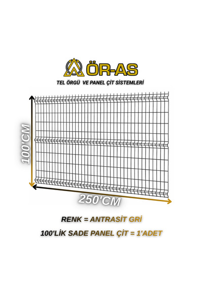 ÖR-AS TEL ÖRGÜ & PANEL ÇİT SİSTEMLERİ Bahçe Teli Panel Çit 100 cm x 250 cm = ...