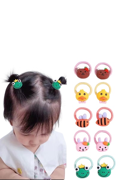 SHEKER HOME Fruit Figured Hair Rubber Set (10 Pieces) Suitable for Babies and...