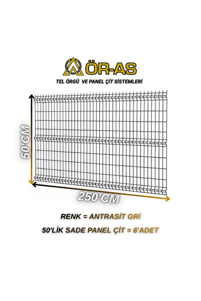 ÖR-AS TEL ÖRGÜ & PANEL ÇİT SİSTEMLERİ Bahçe Teli Panel Çit 50 cm x 250 cm = 6...