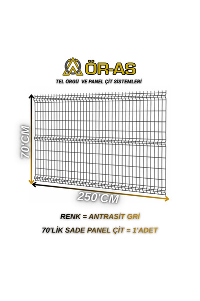 ÖR-AS TEL ÖRGÜ & PANEL ÇİT SİSTEMLERİ Bahçe Teli Panel Çit 70 cm x 250 cm = 1...