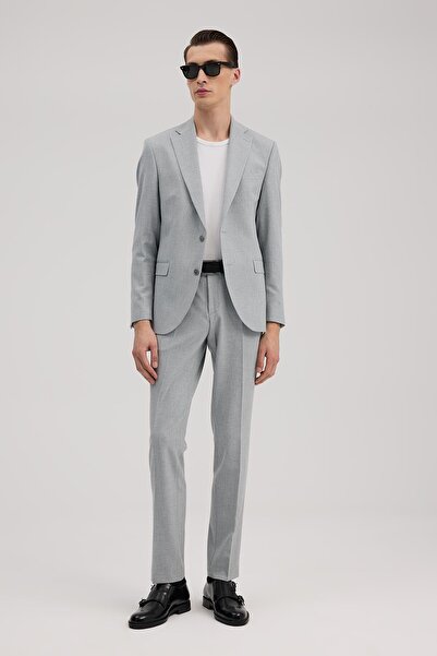 Jakamen Gray Slim Fit Mono Collar Suit