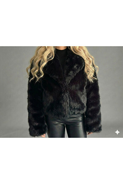 ribana Women's shawl collar premium faux fur coat with snap closure and lined...