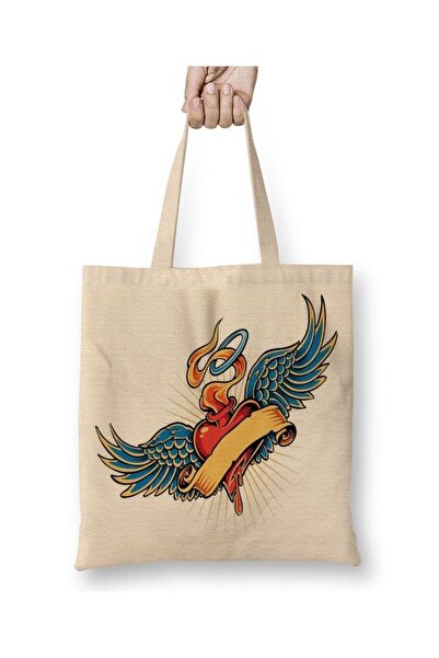 Toyaso Amor Sacred Heart Angel of Love Love White Cloth Bag Long Handle Shopp...