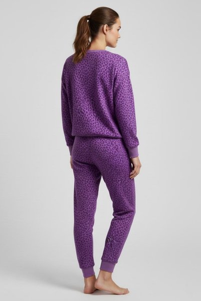 İPEKTENİM Dreamer Yaz Printed Two-Thread Tracksuit/Pajama Set with Leopard Print and Hem Drawstring