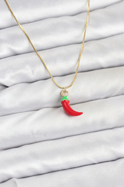 shopwave قلادة نسائية من النحاس بلون ذهبي وحمرة على شكل فلفل كابيا