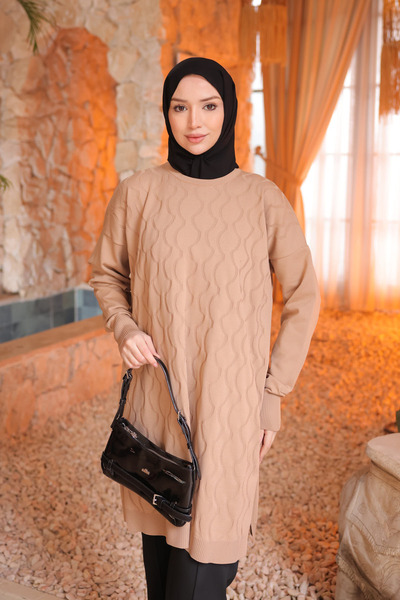 İmajButik Biscuit Cold Yarn Mercerized Knitwear Tunic