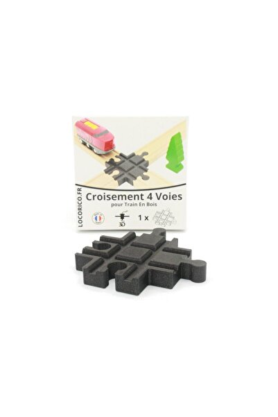 Locorico 4-Way Train Crossing for Wooden Tracks