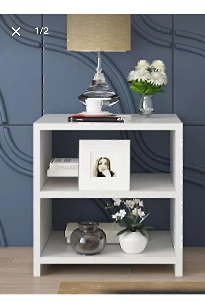 Projemob Modern Beyaz 3 Raflı Komodin – Başucu Sehpası & Mini Kitaplık