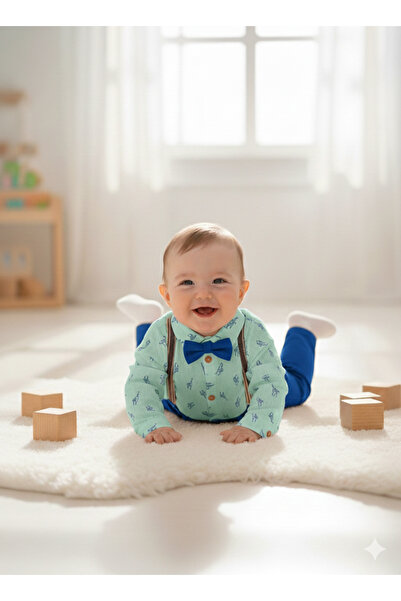 Harry&Millie طقم قميص وبنطلون وربطة عنق وحمالات للأطفال الذكور مكون من 4 قطع ...