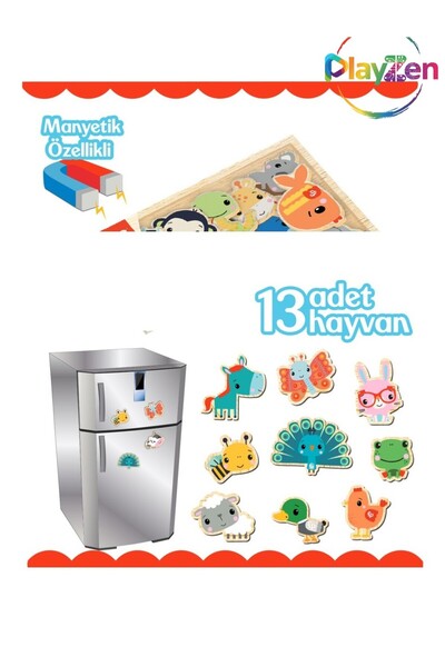PlayZen Manyetik Eğitici Oyuncak Seti – Hayvanlar ve Meyve Sebze | 2’li Set | 3+