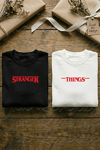 Vordevia Stranger Things cu imprimeu Unisex supradimensionat Swea cu gâtul ro...