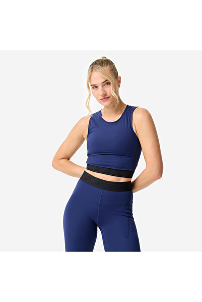 Decathlon Domyos Kadın Crop Top Spor Tişörtü - Lacivert