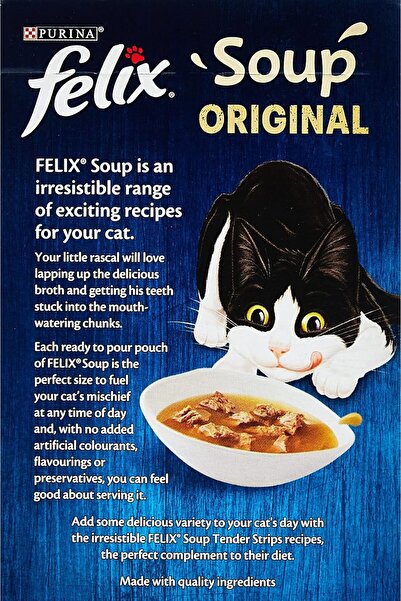 Felix شوربة أصلية مزدوجة مع سمك القد والتونة والسمك المفلطح من بورينا، 48 غرا...