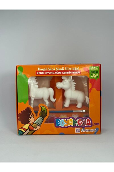 BOYAMOYA Doğal Boyama Seti At ve Eşek – Akrilik Boya ve Fırça Dahil Çocuk Etk...