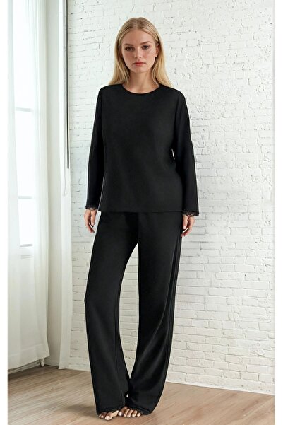 Buklemoda Lace Detail Premium Black Suprem Pajamas