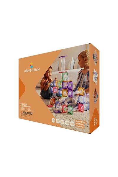 Cleverclixx Ball Run Clever Pack Manyetik Bloklar, Pastel 110 Parça