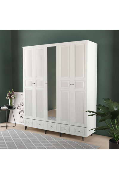 Teen & Bright NİL 5 KAPAKLI ÇEKMECELİ GARDIROP - MDF KAPAK