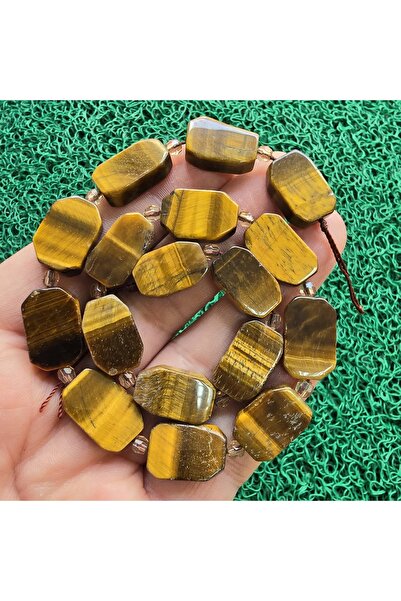İNCİ DOĞAL TAŞ حجر عين النمر القهوة المستطيل 12 ملم