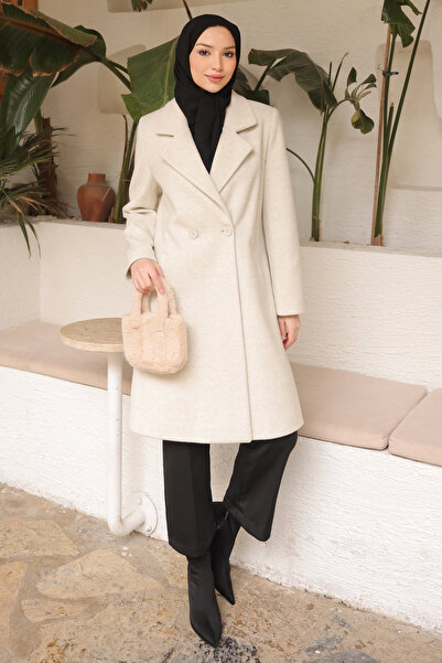 İmajButik Taş Double-Breasted Lined Cashmere Coat