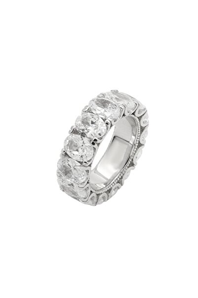 Bijuteria SORELLY Eternity Oval Stones Silver Ring size 15