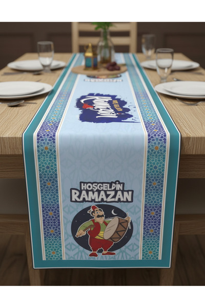 tarzınısec Ramadan Moon Motif Digital Printed Runner Tablecloth 40X140 cm