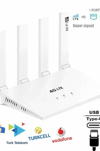 jetucuzal 4G Sim Kartlı 4 Anten 1 PORT RJ45 Taşınabilir Router Wifi 6 Modem