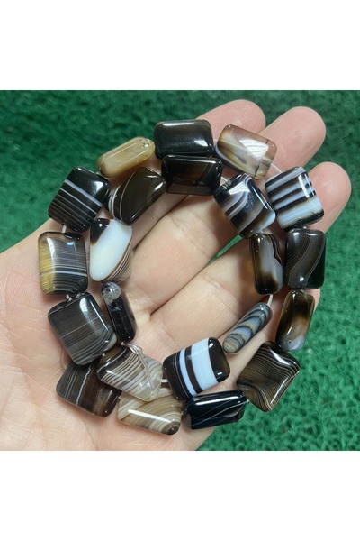 TAŞ UZMANI حجر عقيق بني مستطيل 13 ملم