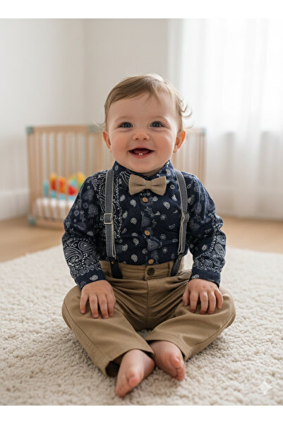 Harry&Millie Baby Boy Snap-On Shirt-Pants-Bow Tie-Suspender Set, 4-Piece Baby...