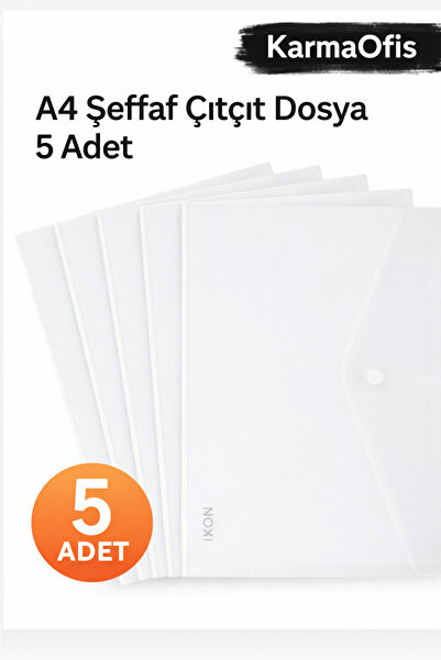 KarmaOfis A4 Прозора папка на застібках 5 штук – Міцна папка для документів