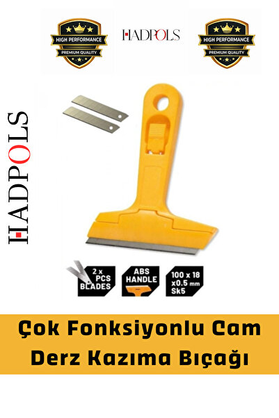 HadPols #KazımaBıçağı 100mm Cam Fayans Derz Boya Kalıntı Sıyırma 2'li Yedekli...