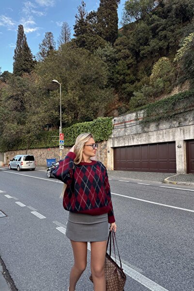 POİNE Baklava Patterned Soft Women's Knit Sweater