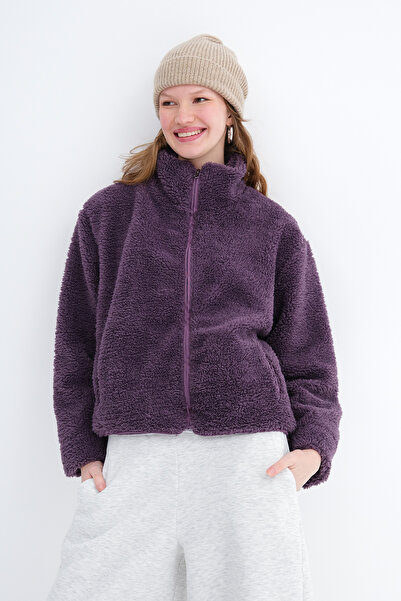 Addax Zippered Plush Coat H11714