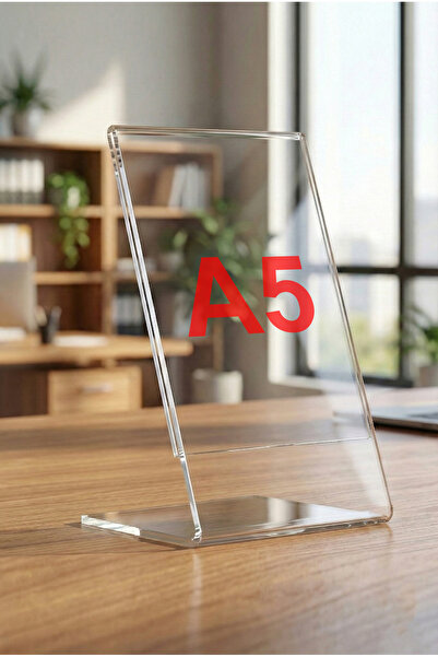 CANNAS A5 L Tipi Dikey Masaüstü Ayaklı Şeffaf Pleksi Föylük Fiyatlık Broşürlü...