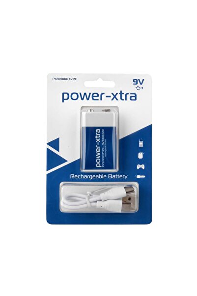 POWER-XTRA PX9V1000TYPC - 9V 1000 mAh Lithium Şarjlı Pil - Type C