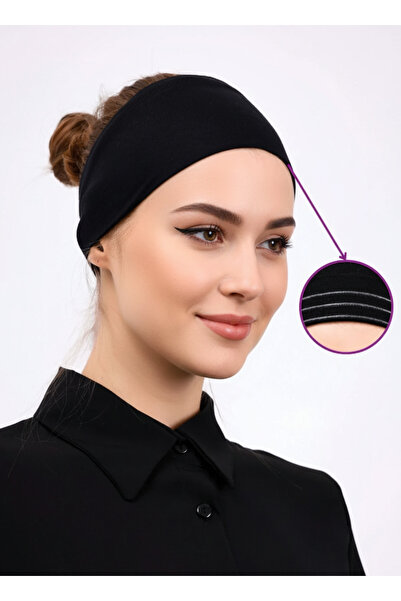 Alivascarf Kaymaz Silikonlu Bandana Bone - Sportif Saç Bandı Siyah