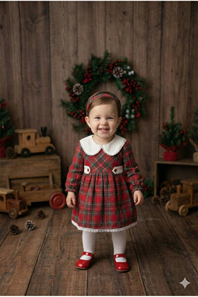 tinytrends Baby Girl Plaid Red Royal Lined Dress