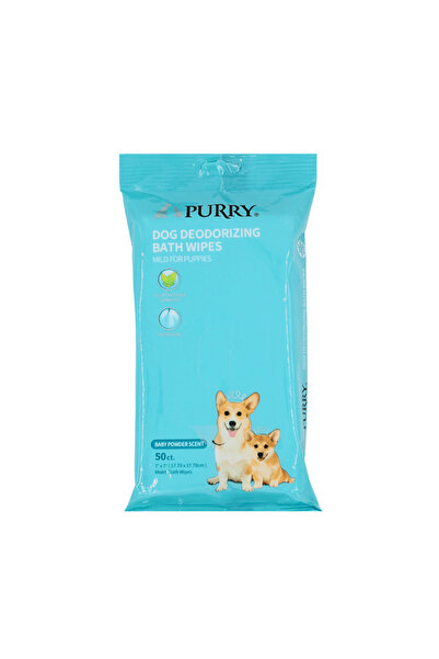 Purry Dog Wipes 50 Ct – Baby Powder Scent, Deodorizing & Moisturizing, Alcoho...