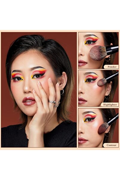 Jessup Large Face Makeup Brushes 3pcs Premium Synthetic Powder Contour Highlighter Brush Black T274