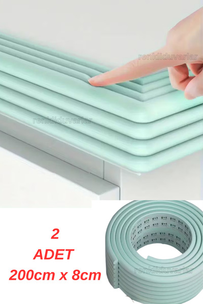 Renkli Duvarlar 2 ADET 8cmx200cm Yapışkanlı Meva Mavi Lambiri model Çıta Süpü...