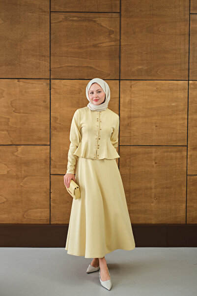 LOCCO Women's Front Snap Detail Suit Yellow