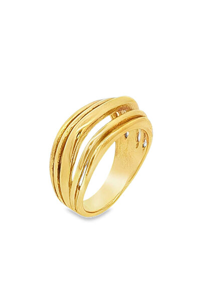 Bijuteria SORELLY Inel placat cu aur de 14k cu linii aurii 17