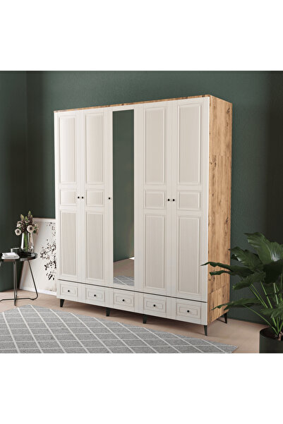 Teen & Bright NİL 5 KAPAKLI ÇEKMECELİ GARDIROP - MDF KAPAK