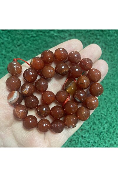 İNCİ DOĞAL TAŞ حجر العقيق الكرنيليان الكروي المصقول 12 مم