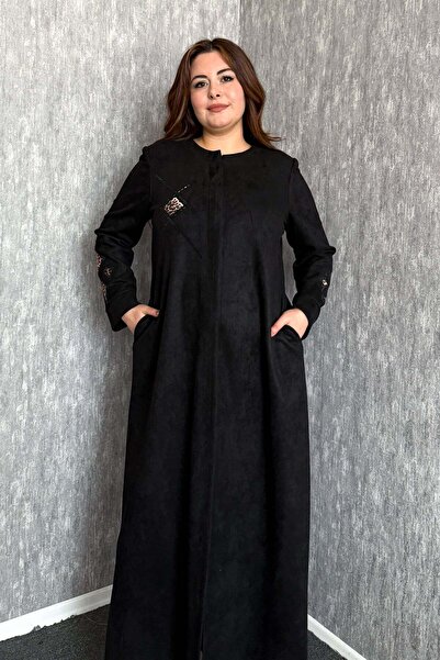 ModaPlaza Γυναικείο κασκόλ από σουέτ με κέντημα λεοπάρ